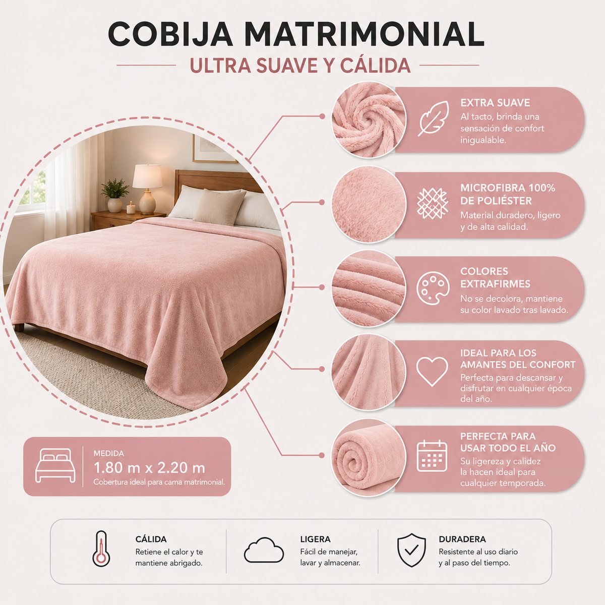 Cobertor Ligero Matrimonial Ultra Suave 650 g