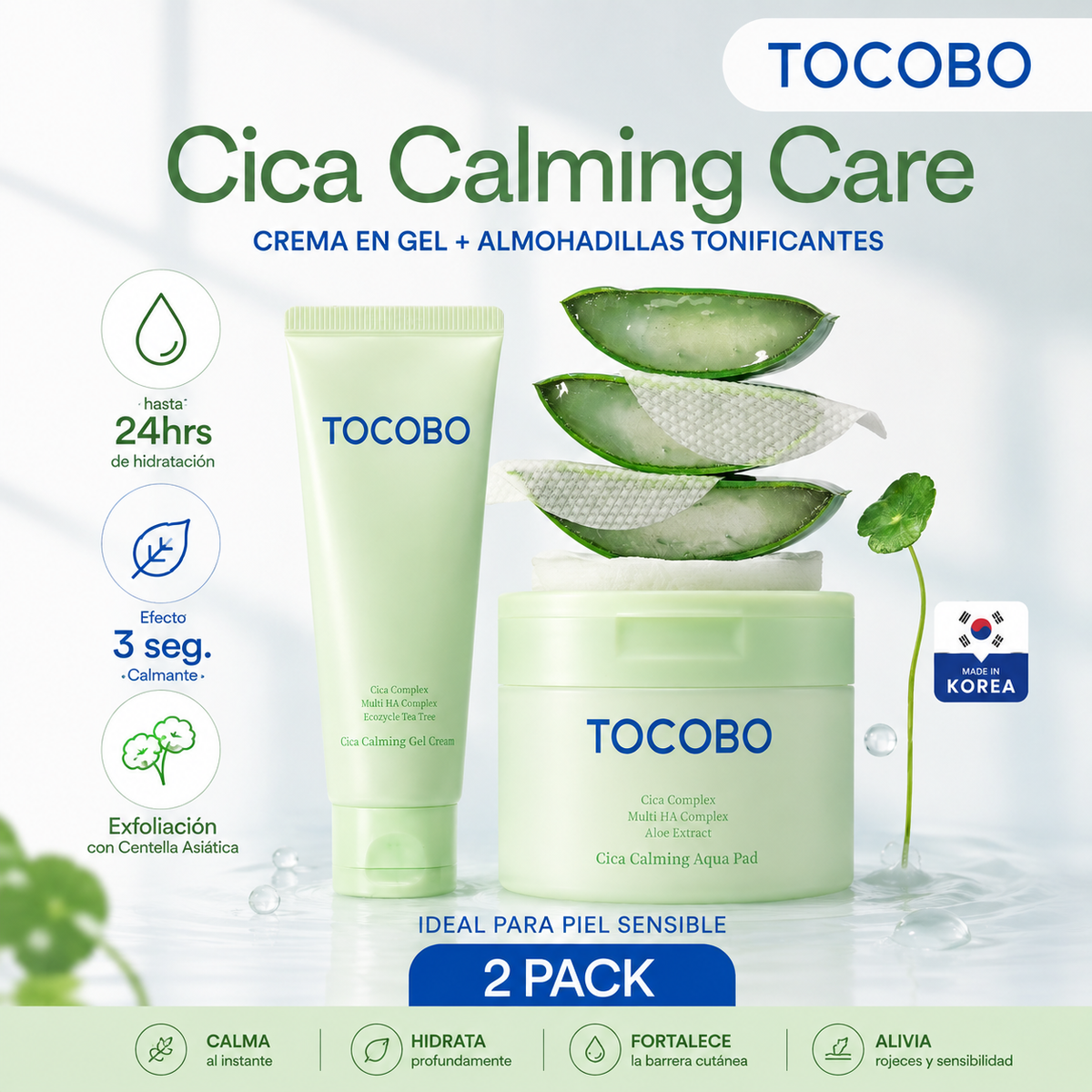 Tocobo Cica Calming Care Aqua Pad Coreano Vegano