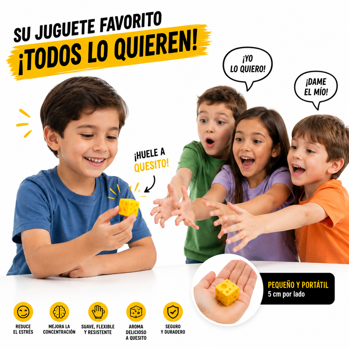 Quesito Squishy Antiestrés Sensorial con Aroma a Queso