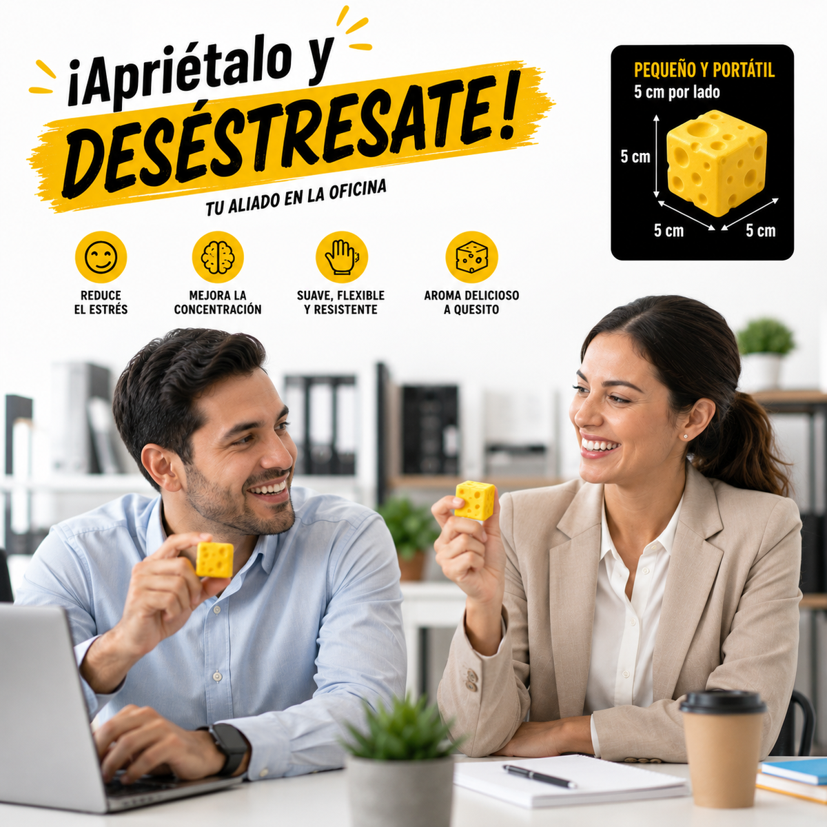Quesito Squishy Antiestrés Sensorial con Aroma a Queso