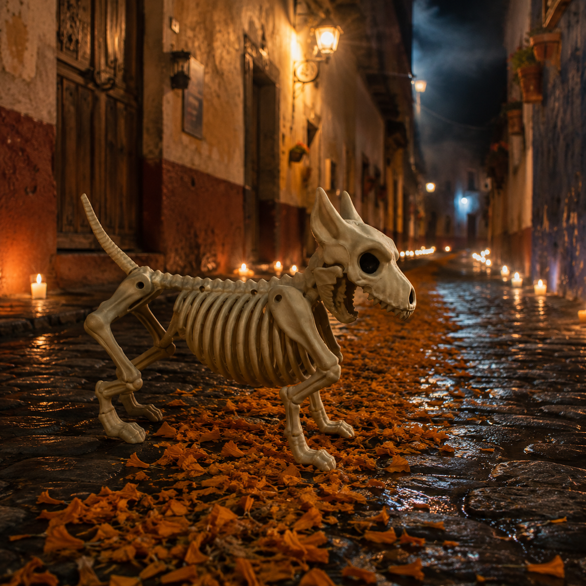 Figura Decorativa Perro Esqueleto Halloween y Día de Muertos