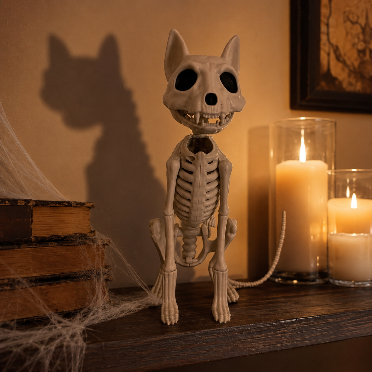 Figura Decorativa Gato Esqueleto Halloween y Día de Muertos