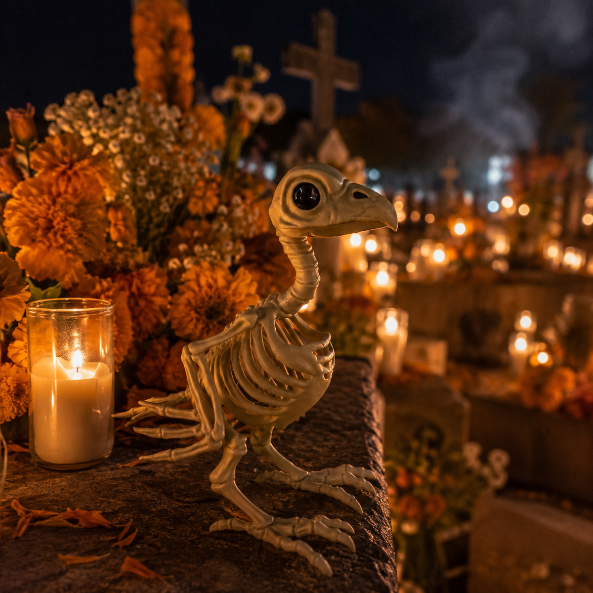 Figura Decorativa Cuervo Esqueleto Halloween y Día de Muertos