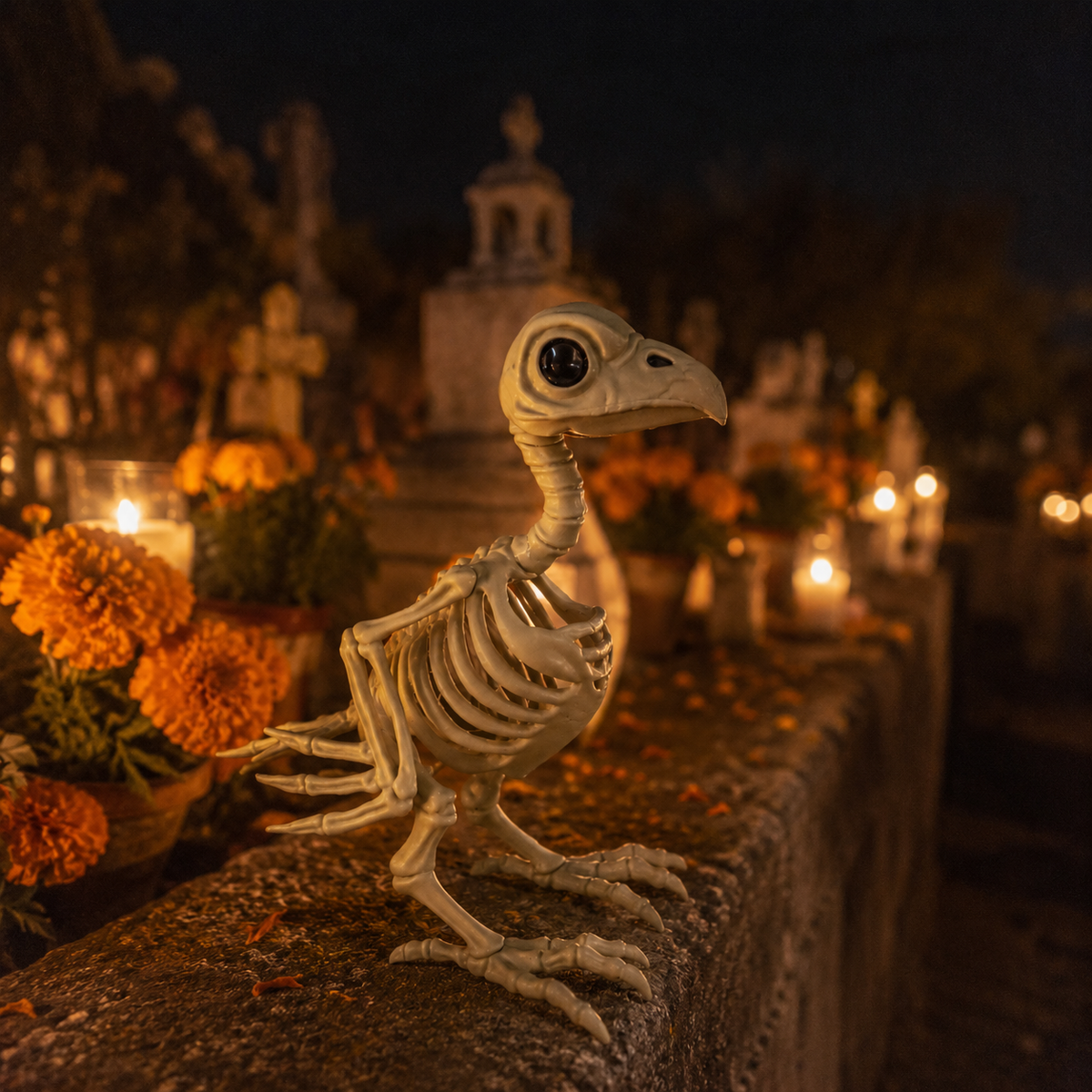 Figura Decorativa Cuervo Esqueleto Halloween y Día de Muertos