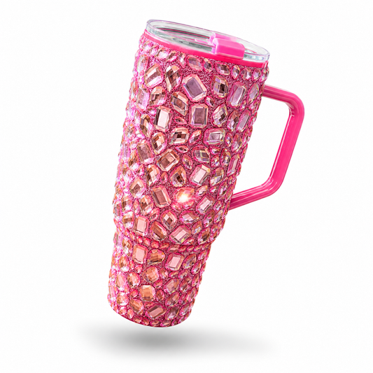 Vaso Térmico Diamond con Pedrería Ultra Brillante Gloss Rosa