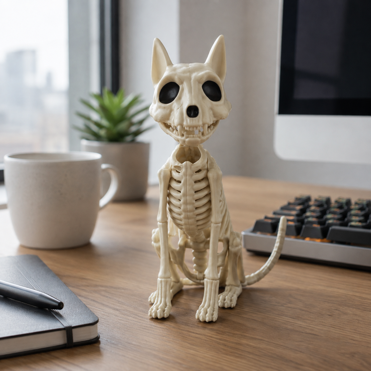 Figura Decorativa Gato Esqueleto Halloween y Día de Muertos
