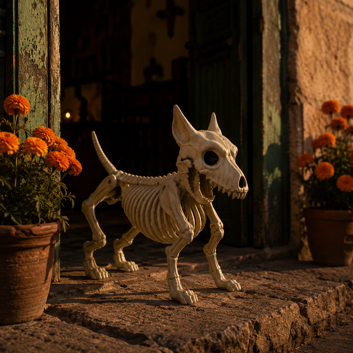 Figura Decorativa Perro Esqueleto Halloween y Día de Muertos