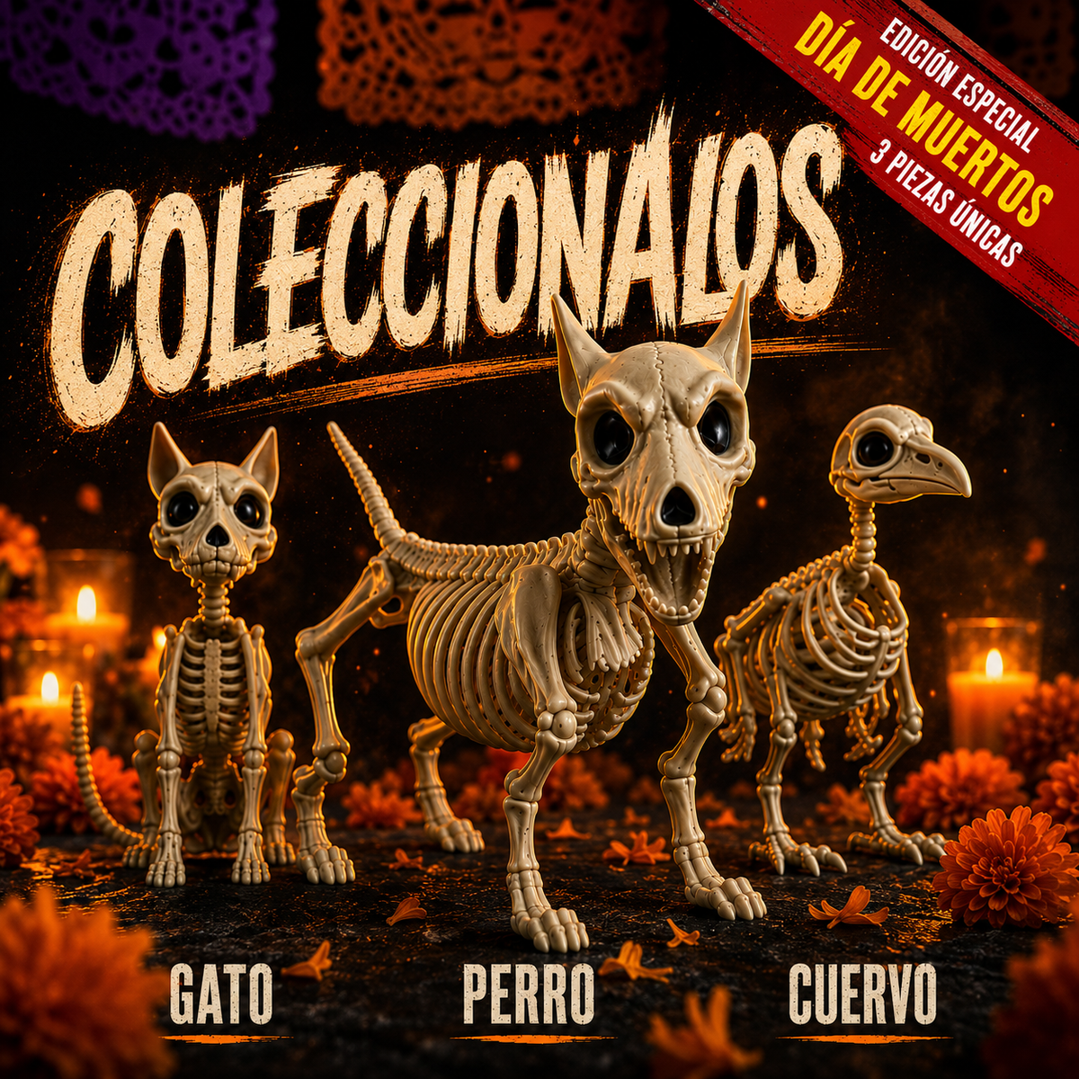Figura Decorativa Cuervo Esqueleto Halloween y Día de Muertos