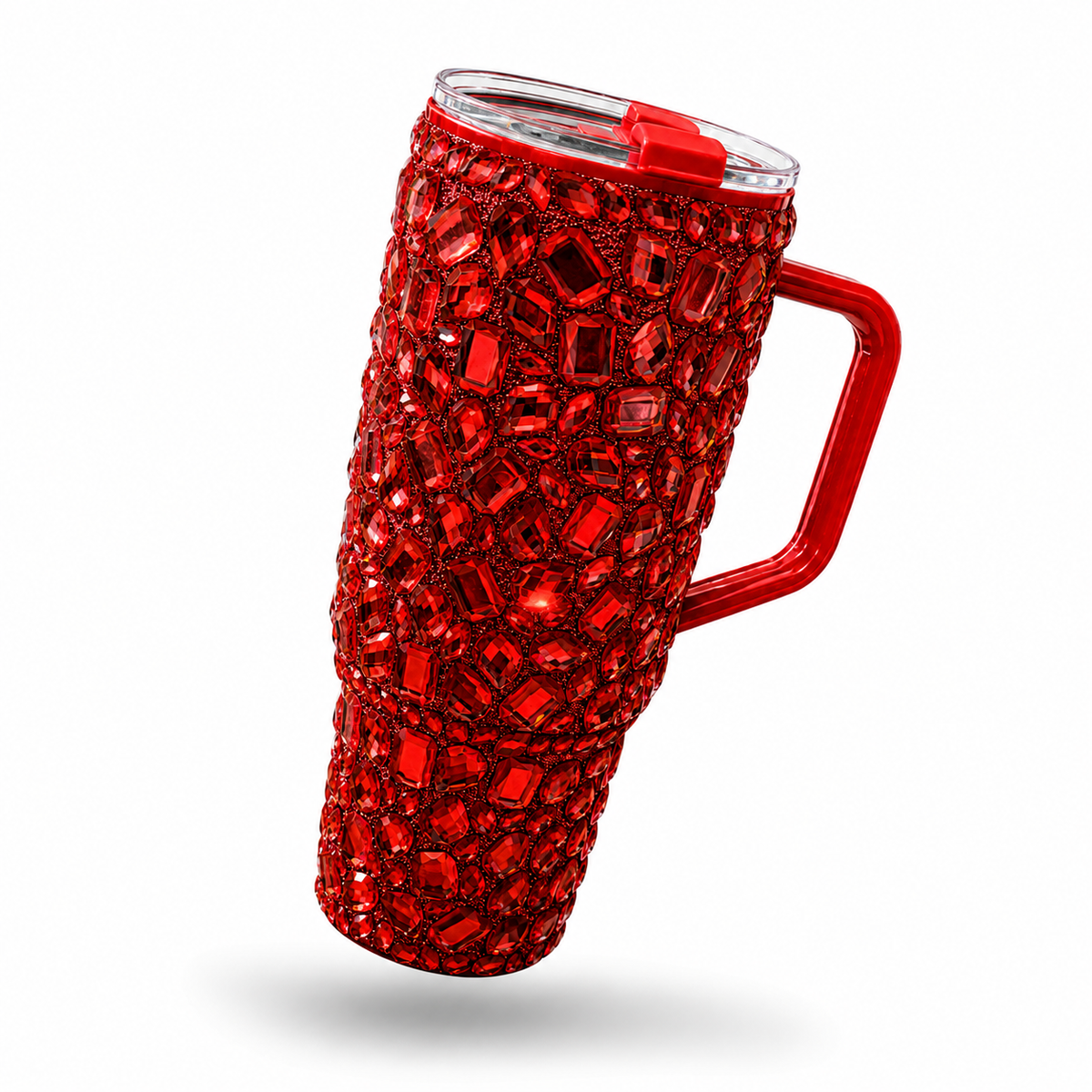Vaso Térmico Diamond con Pedrería Ultra Brillante Gloss Rojo
