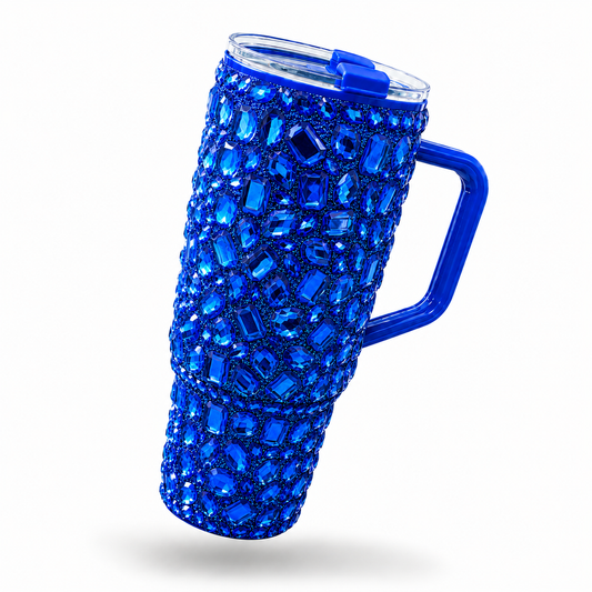 Vaso Térmico Diamond con Pedrería Ultra Brillante Gloss Azul
